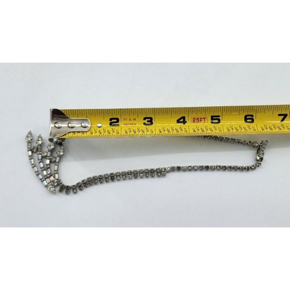 Vintage Garne Jewelry Signed Silver Tone Starburst Clear Rhinestone Necklace - Picture 7 of 9